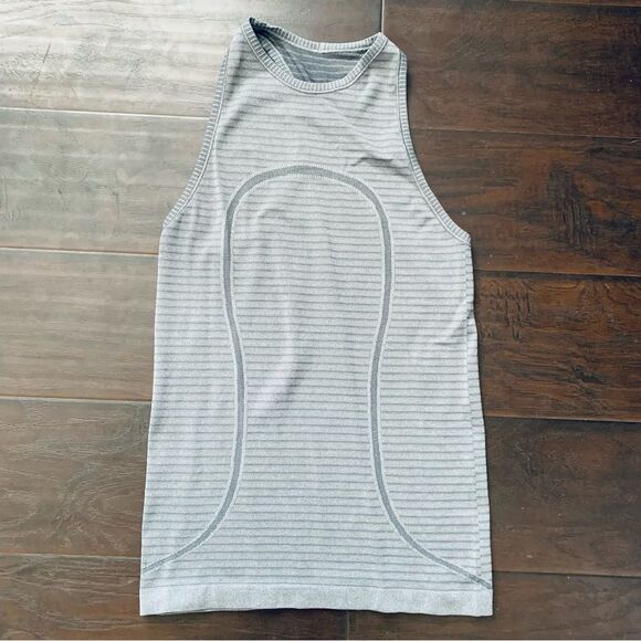 Lululemon Run: Swiftly Tech High-Neck Racerback Tank Top - Stripe Slate Size 4-6 - Picture 5 of 13